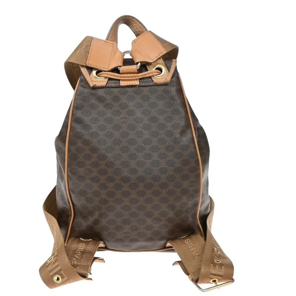 CELINE Logo Macadam Pattern Backpack Bag PVC Leather Brown GHW - Picture 3 of 15